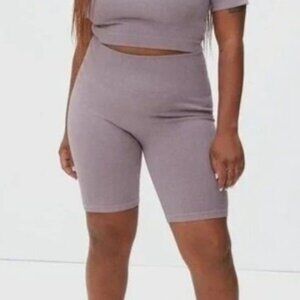NWT Everlane Sz XS/S Bike Shorts Soft Purple Seamless Ribbed 8"L Dusty Lavender